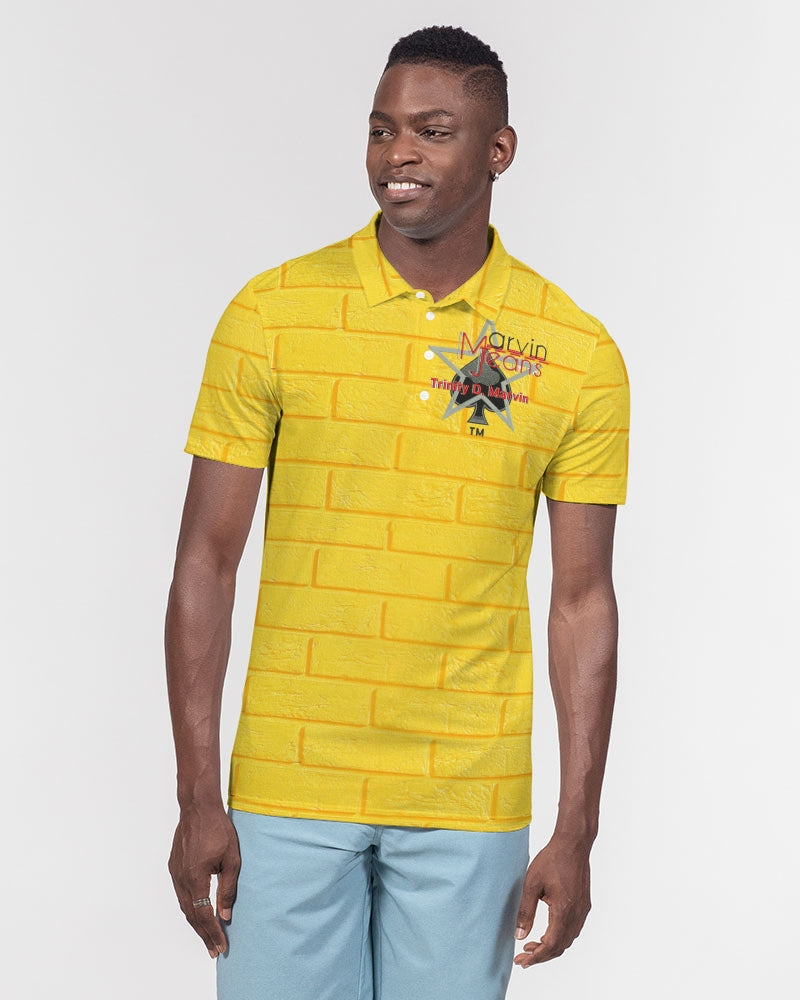 Brick city Yellow by Marvin Jeans and Trinity D Marvin Men's Slim Fit Short Sleeve Polo
