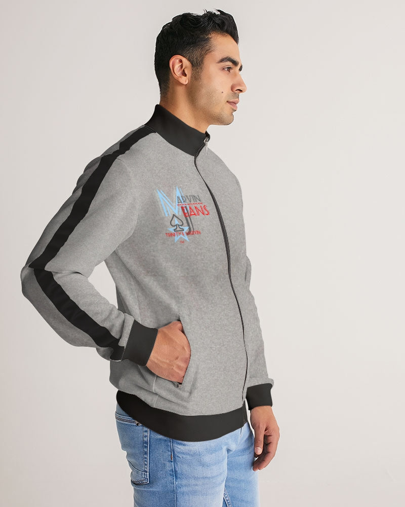 Above greatness cool grey by Trinity D. Marvin and Marvin Jeans Men's Stripe-Sleeve Track Jacket