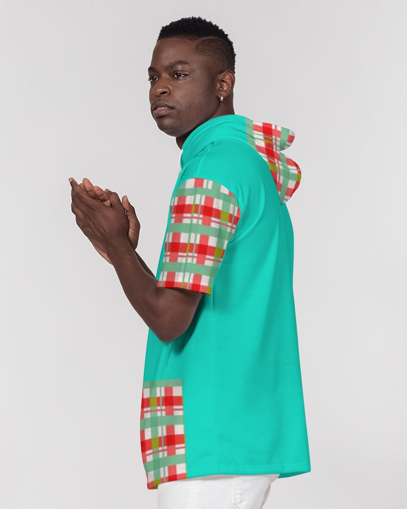 Color grid dark mint by Marvin Jeans and Trinity D Marvin Men's Premium Heavyweight Short Sleeve Hoodie