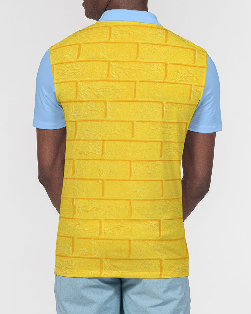Brick city Yellow baby blue Marvin Jeans and Trinity D Marvin Men's Slim Fit Short Sleeve Polo