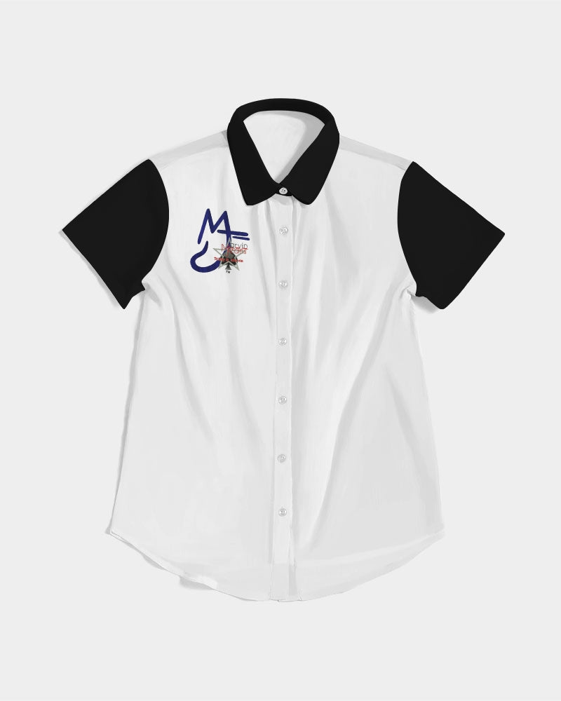 Black and white by Marvin Jeans and Trinity D Marvin Women's Short Sleeve Button Up