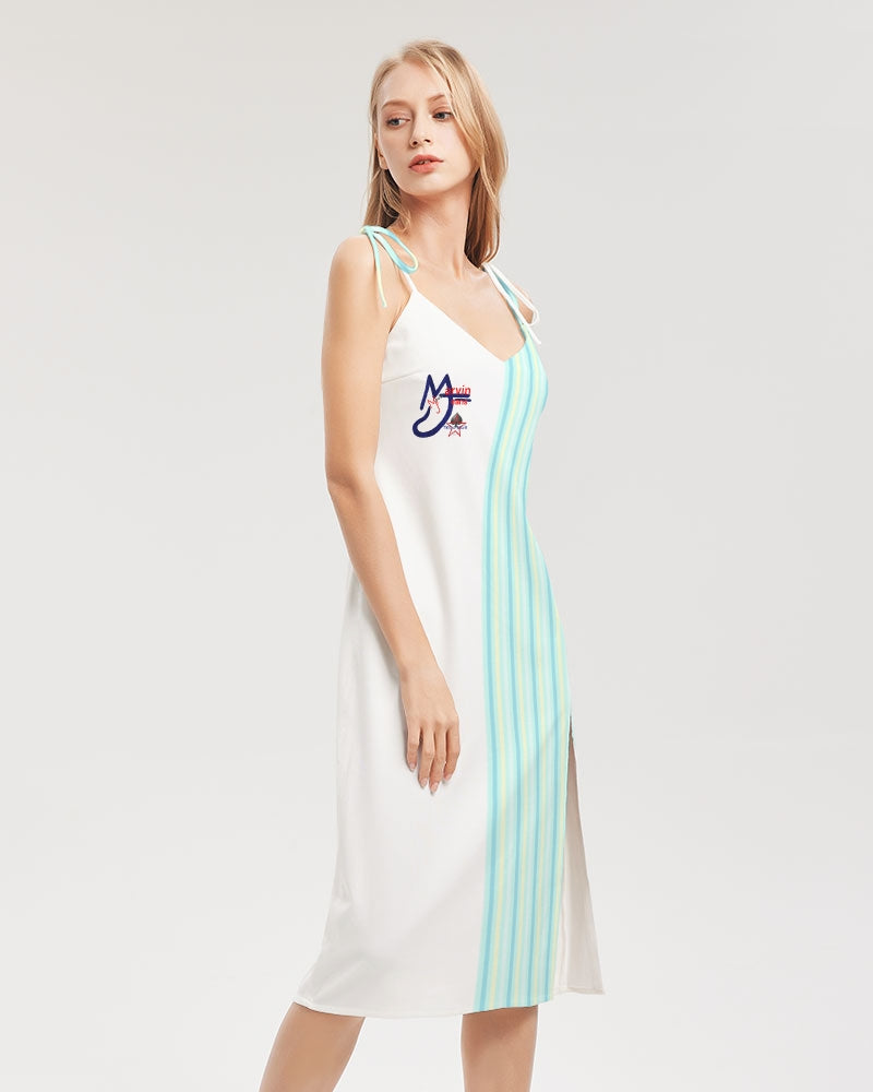 Pin stripes by Marvin Jeans and Trinity D Marvin Women's Tie Strap Split Dress
