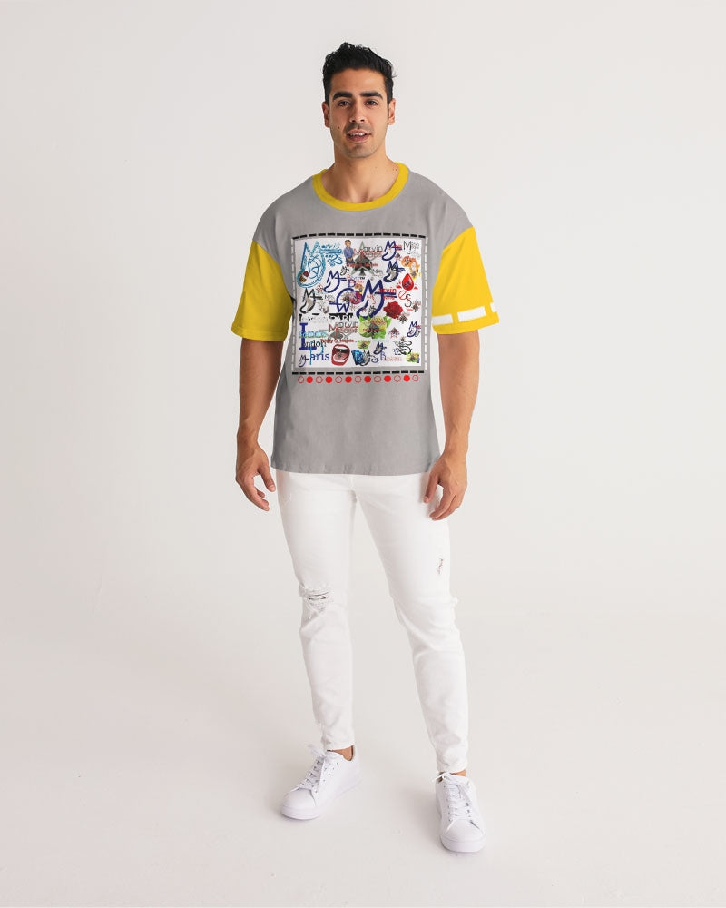 Logo's yellow sleeve by Marvin Jeans and Trinity D Marvin Men's Premium Heavyweight Tee