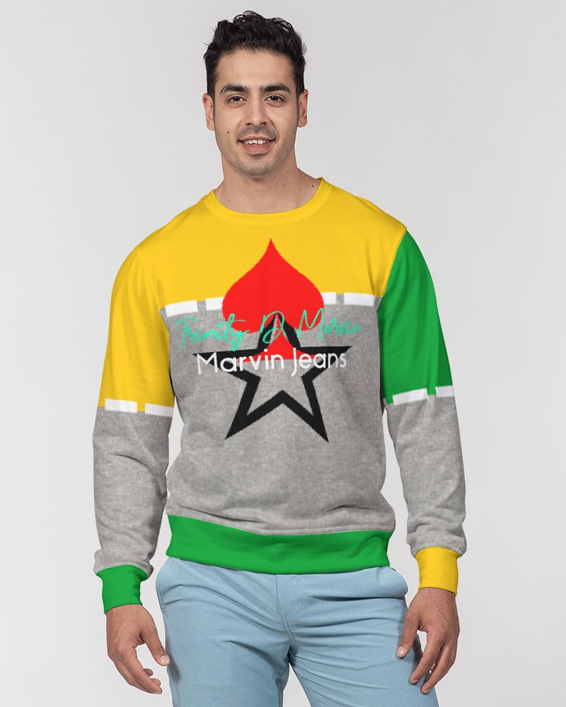 Lemon Lime Green Bay cool grey by Marvin Jeans and Trinity D Marvin Men's Classic French Terry Crewneck Pullover