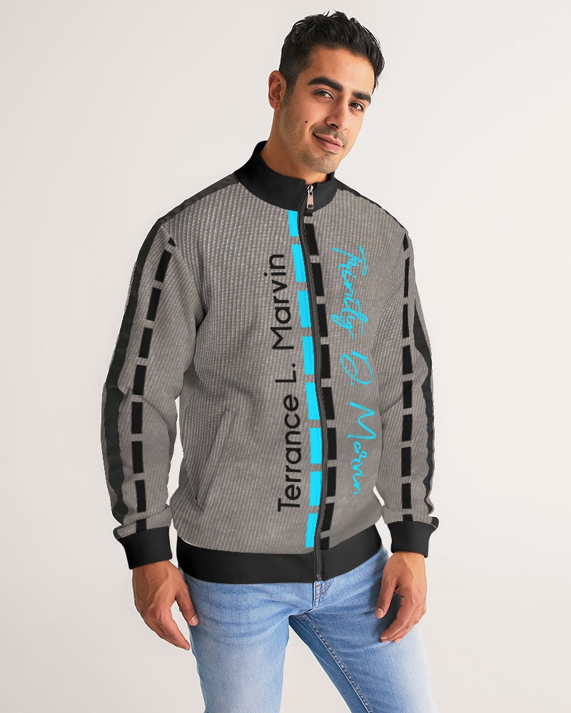 Dark grid by Marvin Jeans and Trinity D Marvin Men's Stripe-Sleeve Track Jacket