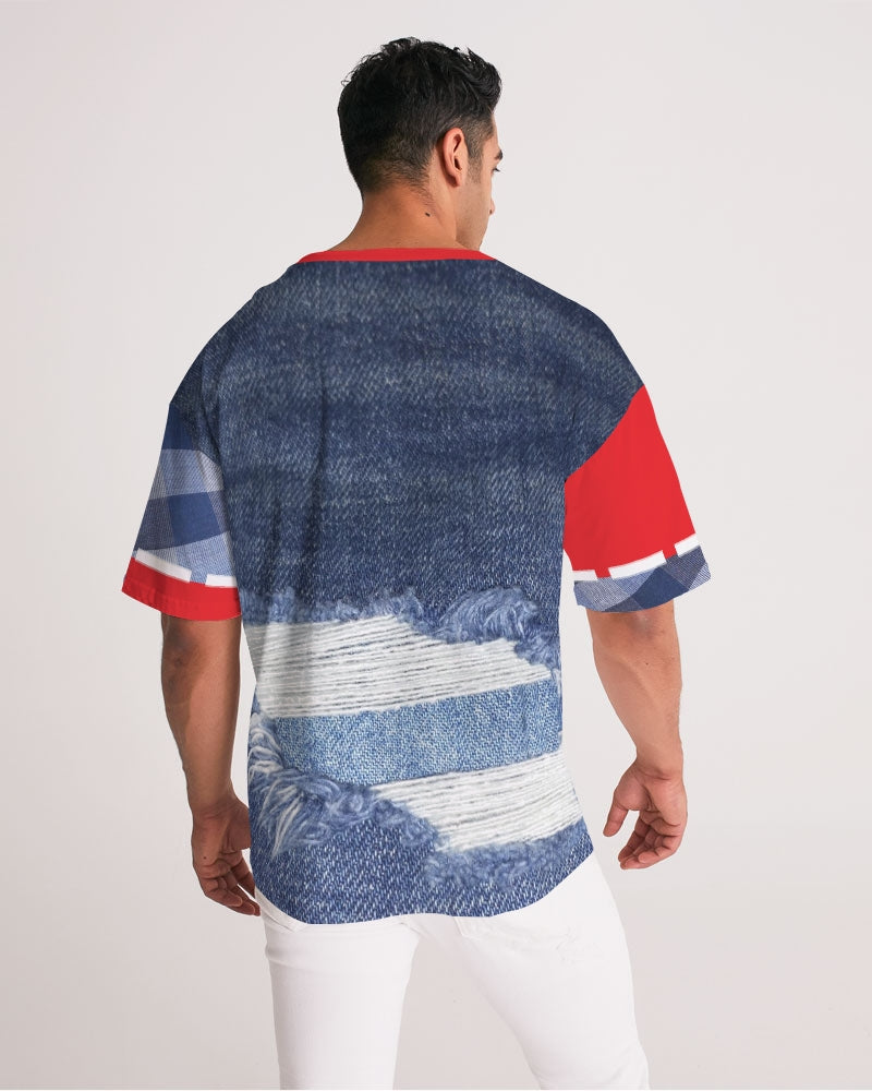Denim red blue stripes by Marvin Jeans and Trinity D Marvin Men's Premium Heavyweight Tee