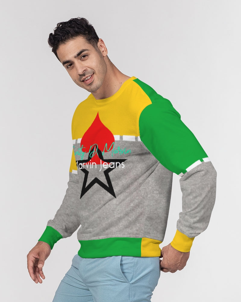 Lemon Lime Green Bay cool grey by Marvin Jeans and Trinity D Marvin Men's Classic French Terry Crewneck Pullover