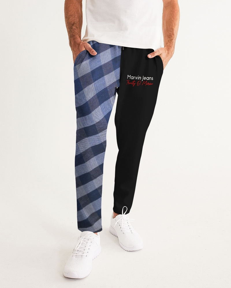 Blue stripes half black Men's Joggers
