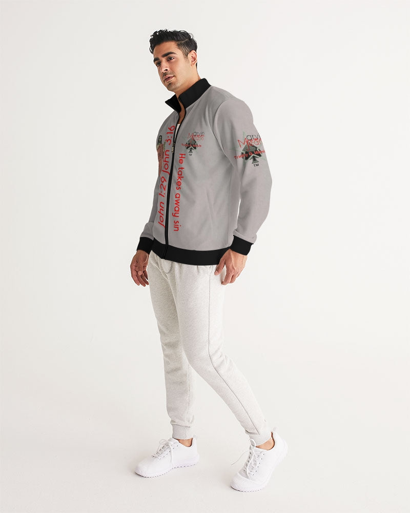 Light grey John 3:16 by Marvin Jeans and Trinity D Marvin Men's Track Jacket
