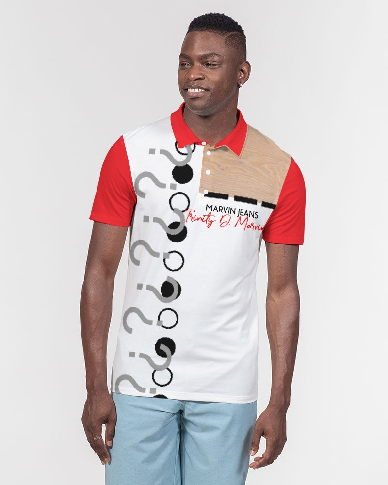 Woodgrain red BY MARVIN JEANS Men's Slim Fit Short Sleeve Polo