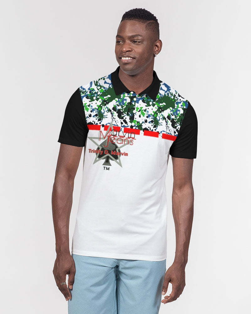Wild splash by Marvin Jeans and Trinity D Marvin Men's Slim Fit Short Sleeve Polo