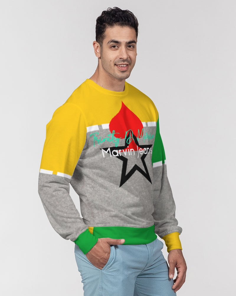 Lemon Lime Green Bay cool grey by Marvin Jeans and Trinity D Marvin Men's Classic French Terry Crewneck Pullover