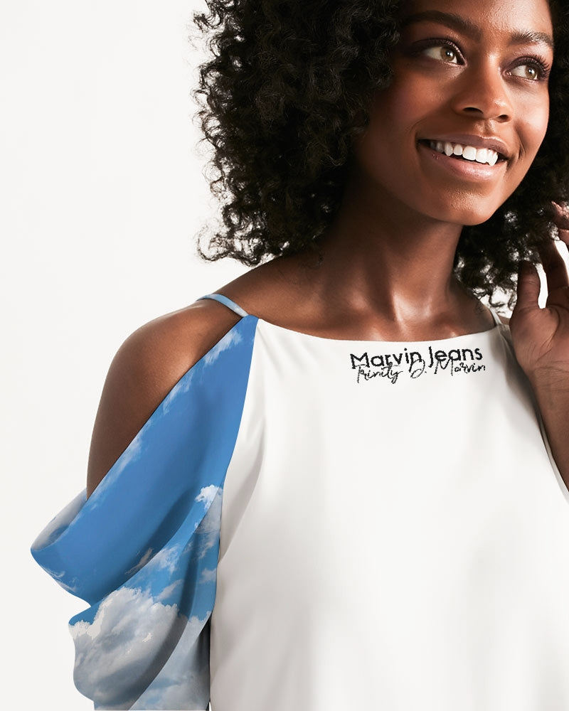 Skydive BY MARVIN JEANS Women's Open Shoulder A-Line Dress