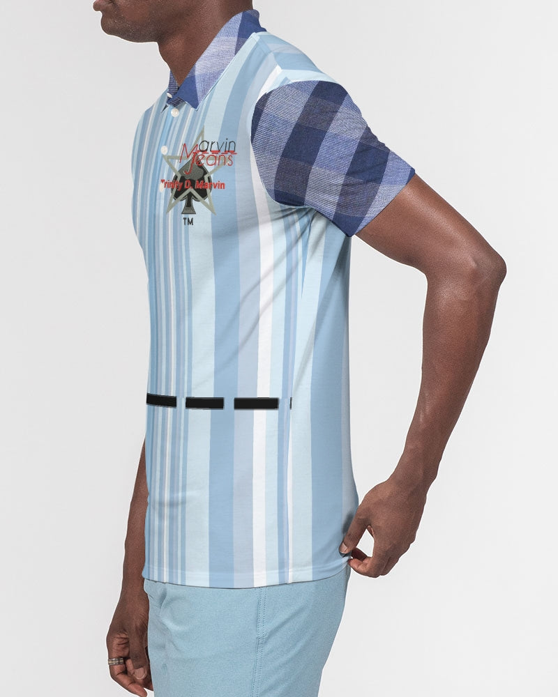 Blue stripes mix Men's Slim Fit Short Sleeve Polo