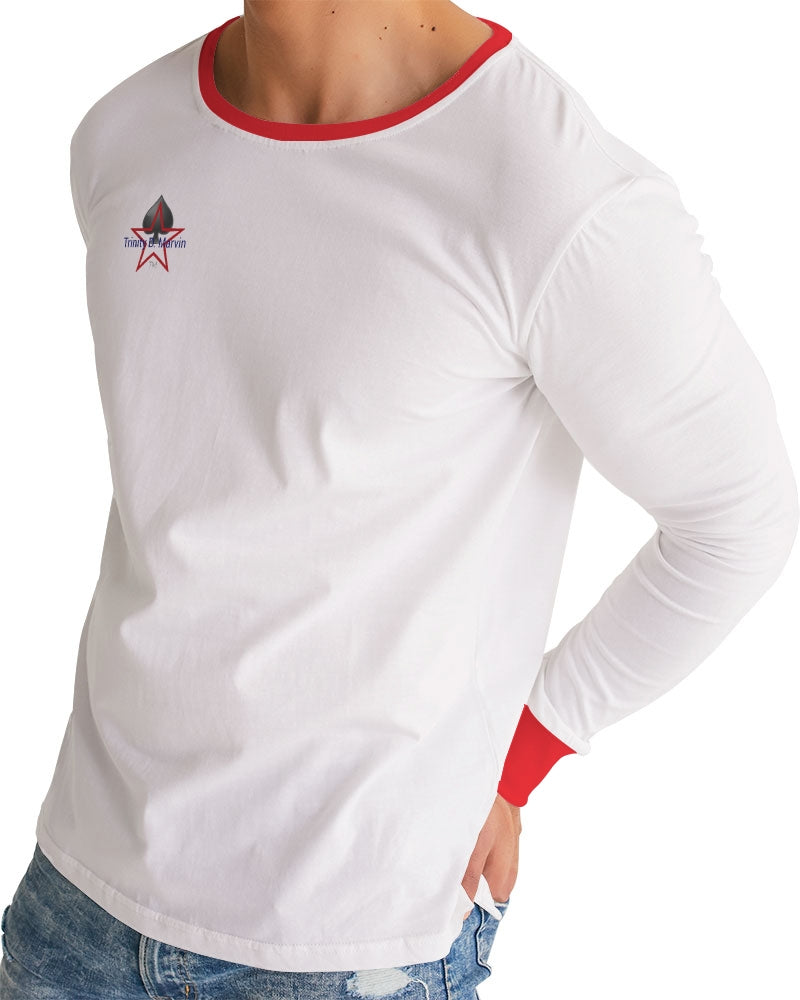 All White New-Legacy by Marvin Jeans and Trinity D Marvin Men's Long Sleeve Tee