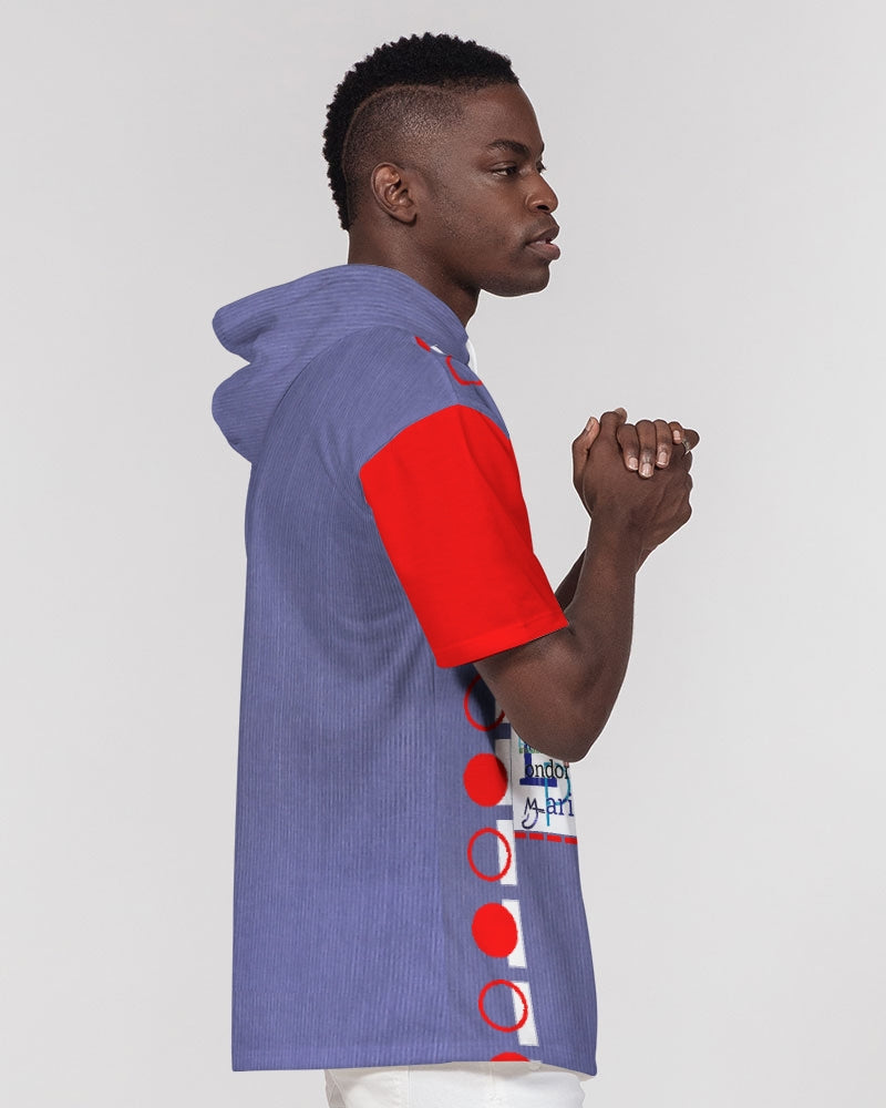 Logo's mix red sleeve by Marvin Jeans and Trinity D Marvin Men's Premium Heavyweight Short Sleeve Hoodie
