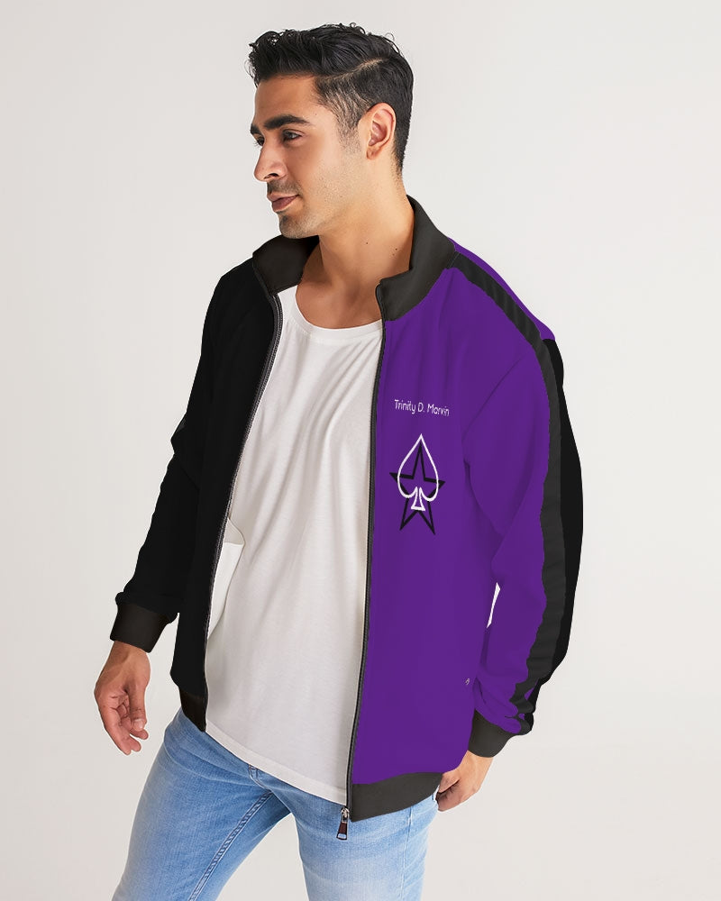Purple half black BY MARVIN JEANS Men's Stripe-Sleeve Track Jacket