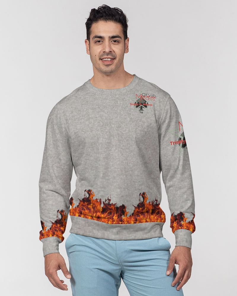 Cool grey fire by Marvin Jeans and Trinity D Marvin Men's Classic French Terry Crewneck Pullover