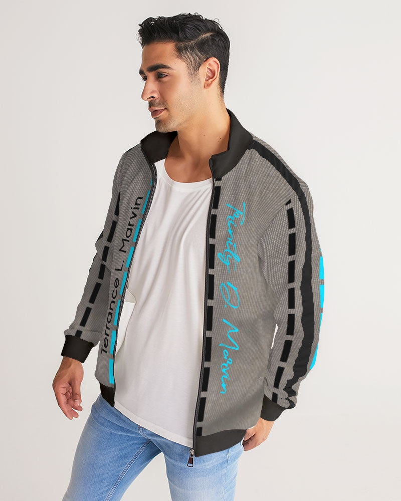 Dark grid by Marvin Jeans and Trinity D Marvin Men's Stripe-Sleeve Track Jacket