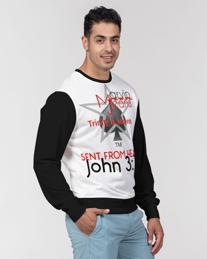 Sent from heaven by Marvin Jeans and Trinity D.Marvin Men's Classic French Terry Crewneck Pullover