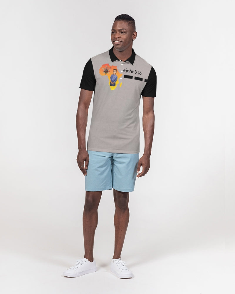 #John 3:16 light grey by Marvin Jeans and Trinity D Marvin Men's Slim Fit Short Sleeve Polo