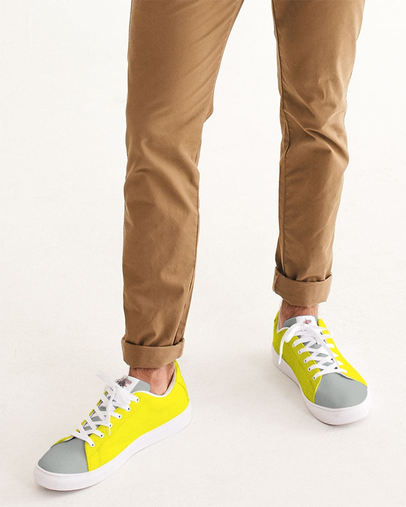 Light yellow grey tip Men's Faux-Leather Sneaker
