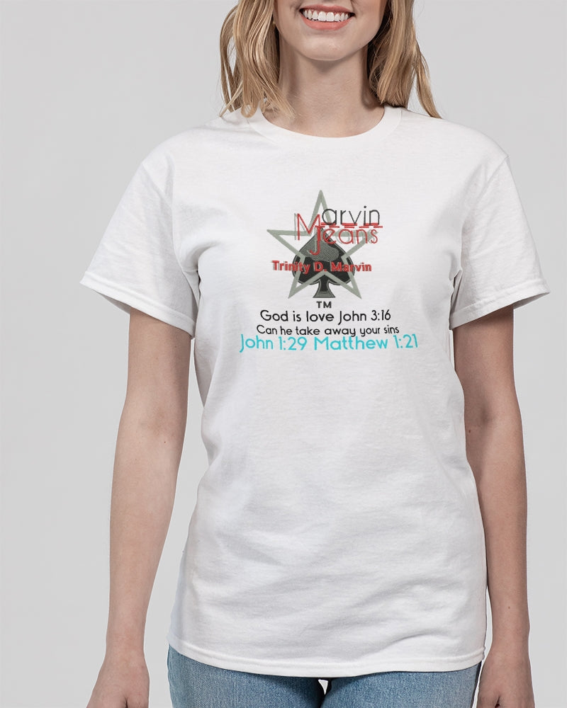 Gospel message God is love by Marvin Jeans and Trinity D Marvin Unisex Ultra Cotton T-Shirt | Gildan