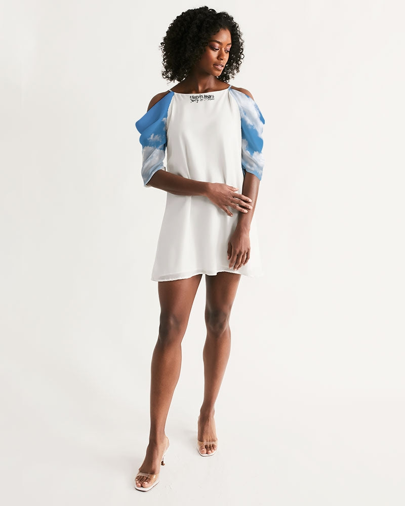 Skydive BY MARVIN JEANS Women's Open Shoulder A-Line Dress