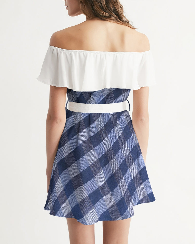 Blue stripes by Marvin Jeans and Trinity D Marvin Women's Off-Shoulder Dress