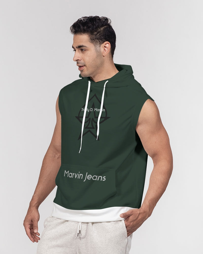 Dark green Men's Premium Heavyweight Sleeveless Hoodie