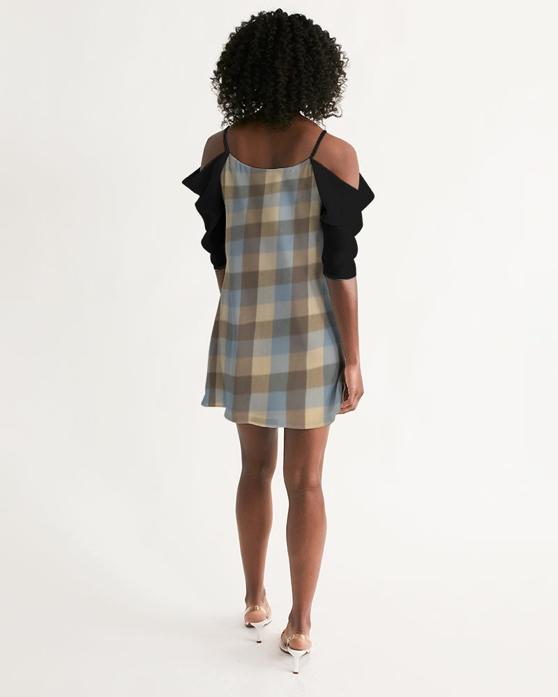 @plaids Women's Open Shoulder A-Line Dress