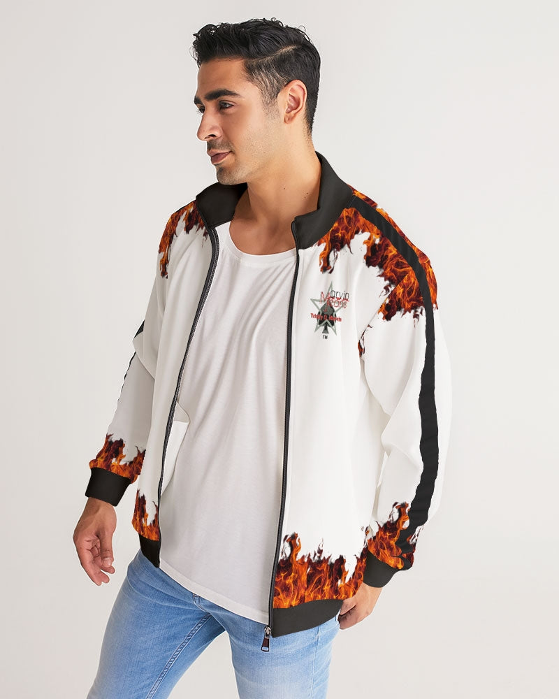 Fire all white by Marvin Jeans and Trinity D Marvin Men's Stripe-Sleeve Track Jacket