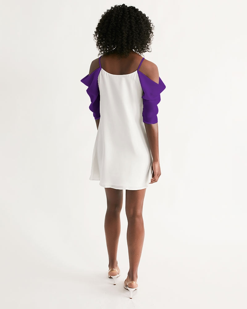 Purple BY MARVIN JEANS Women's Open Shoulder A-Line Dress