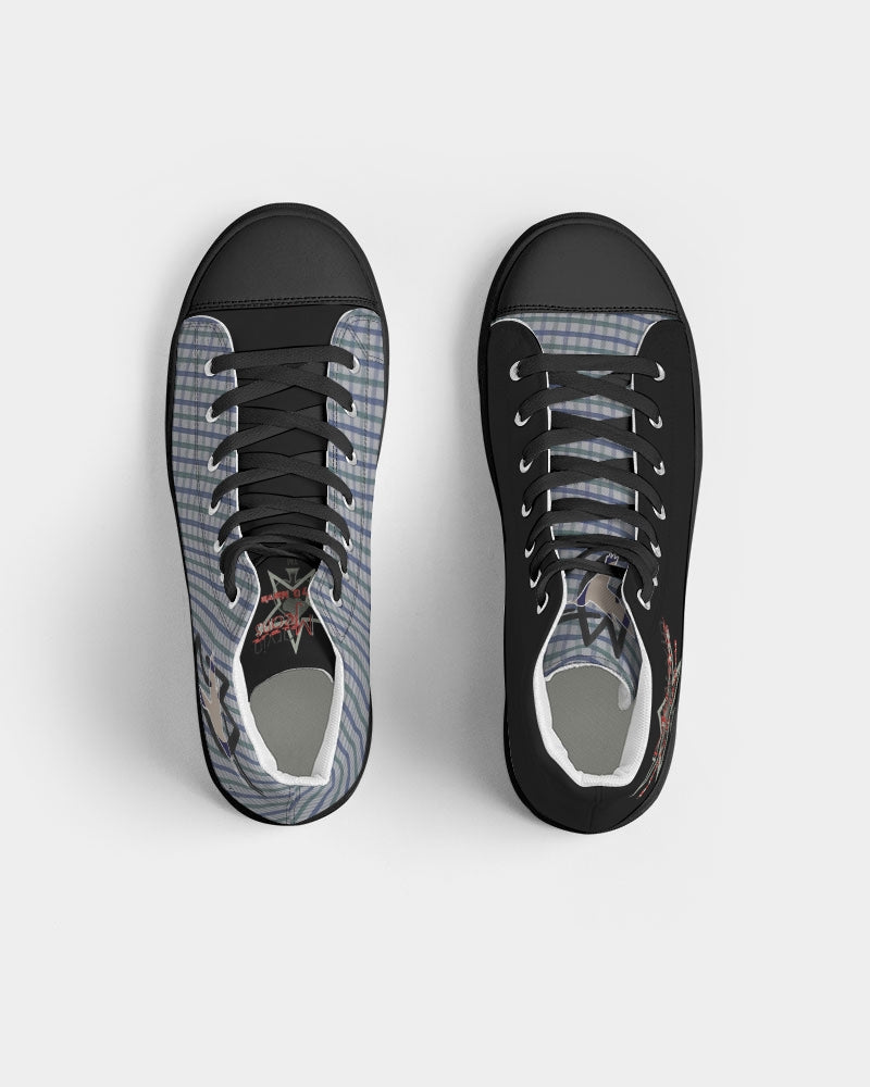 Grid mix black by Trinity D. Marvin and Marvin Jeans Men's Hightop Canvas Shoe - Black