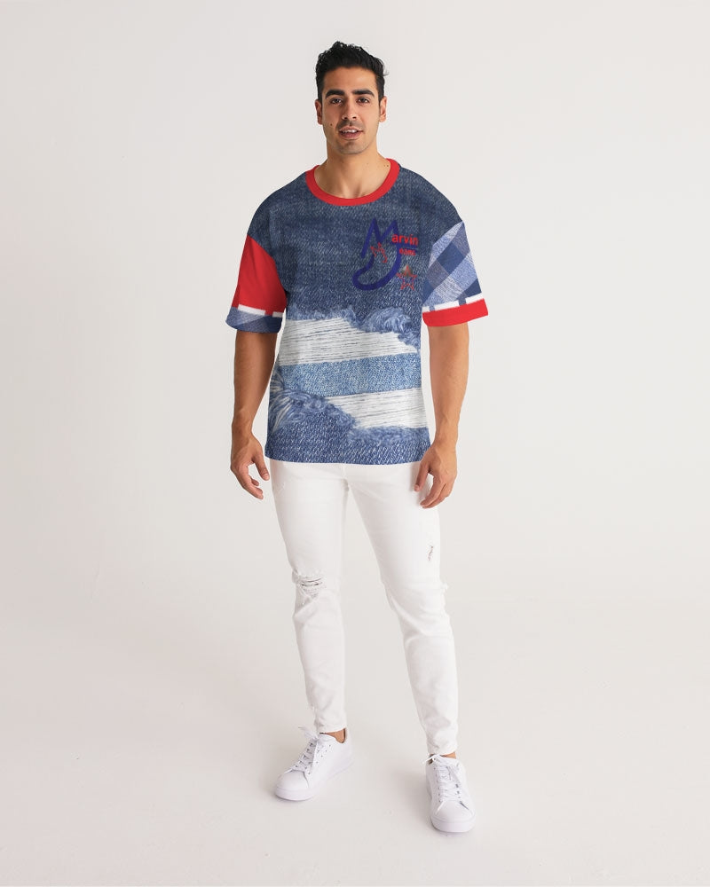 Denim red blue stripes by Marvin Jeans and Trinity D Marvin Men's Premium Heavyweight Tee