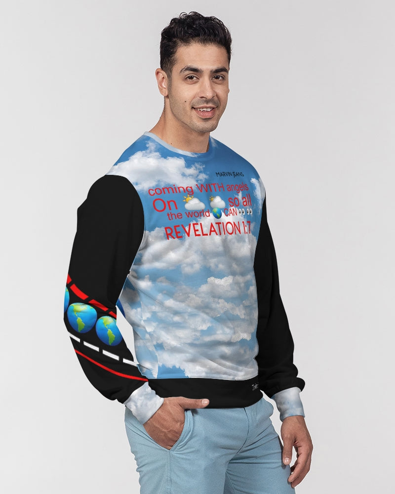 Gospel message (skydive) BY MARVIN JEANS Men's Classic French Terry Crewneck Pullover