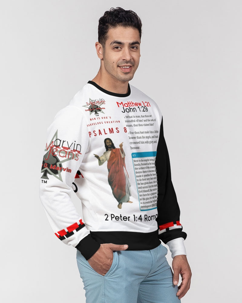 Gospel message 101 by Marvin Jeans and Trinity D Marvin Men's Classic French Terry Crewneck Pullover