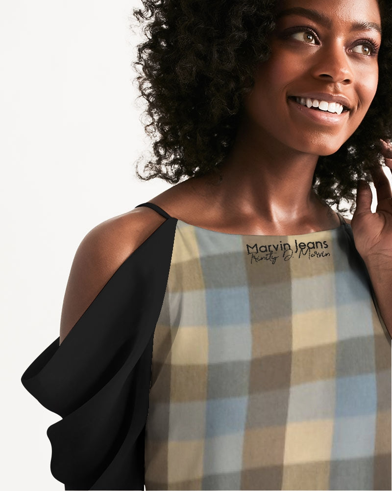 @plaids Women's Open Shoulder A-Line Dress