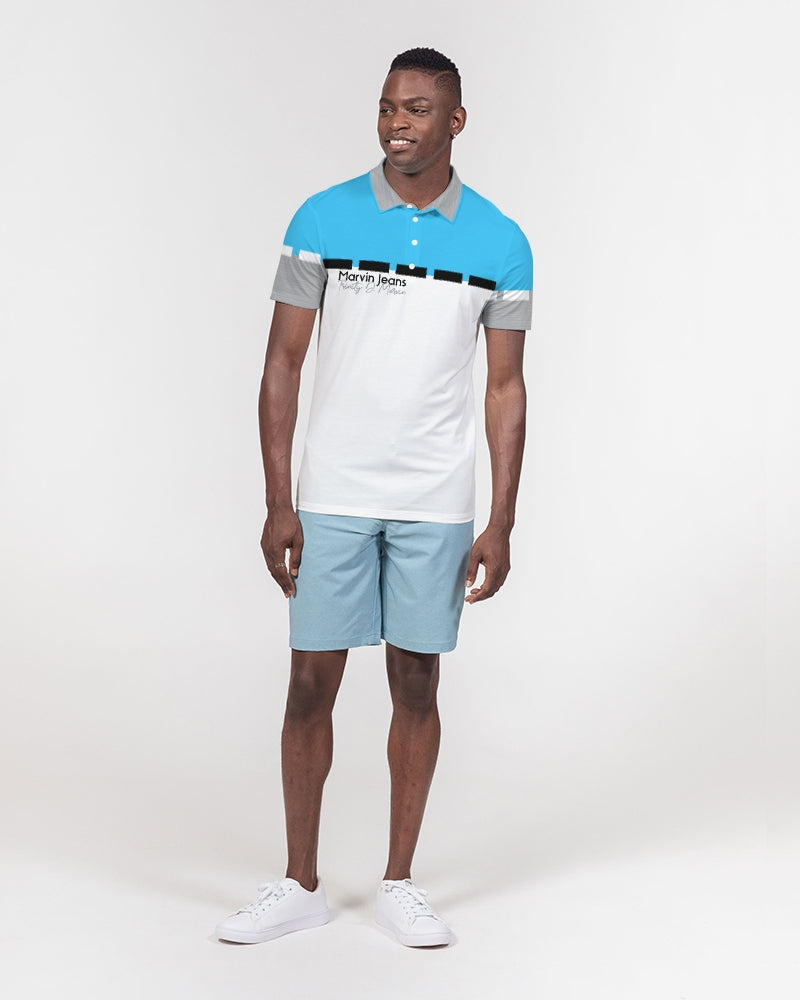 Loud blue BY MARVIN JEANS Men's Slim Fit Short Sleeve Polo