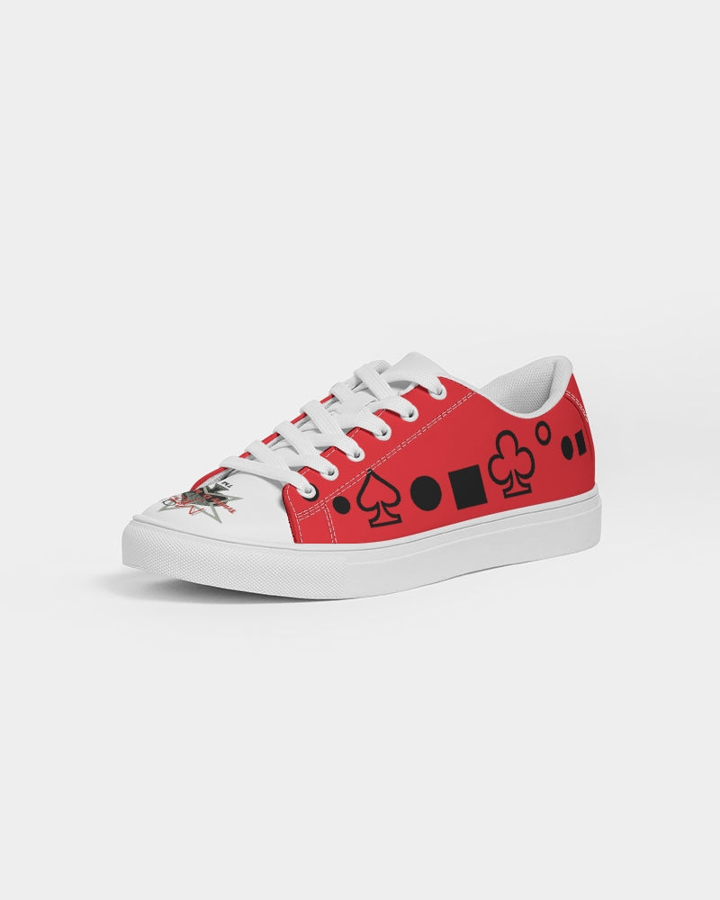 Red and white Men's Faux-Leather Sneaker