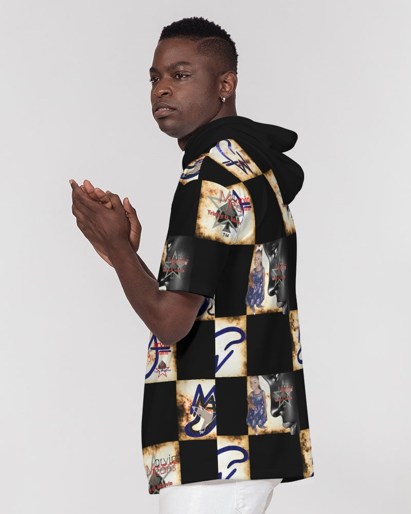 Bold gold logo's by Marvin Jeans and Trinity D Marvin Men's Premium Heavyweight Short Sleeve Hoodie