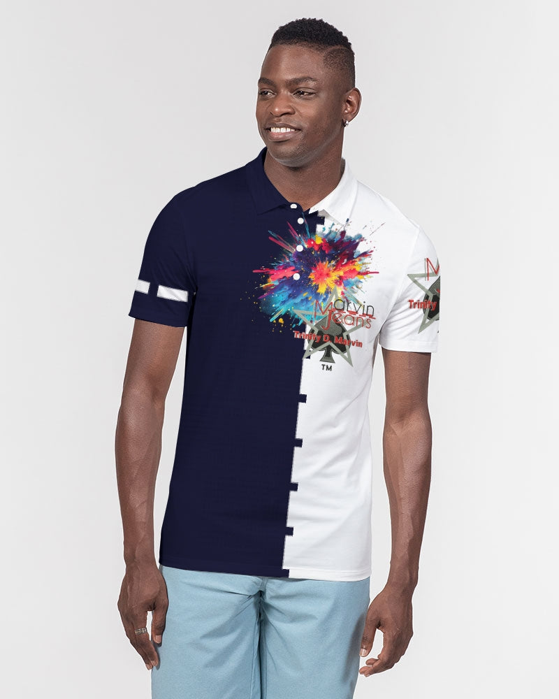 Dark splash by Marvin Jeans and Trinity D Marvin Men's Slim Fit Short Sleeve Polo