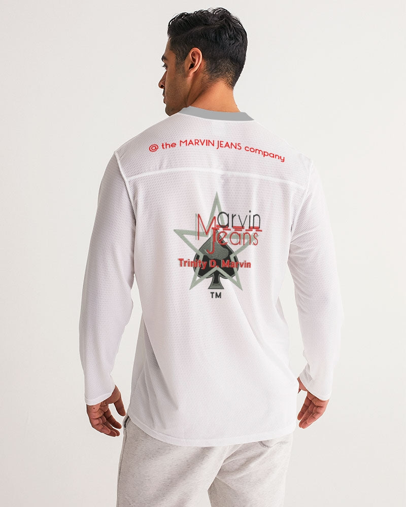 All white Legacy BY MARVIN JEANS Men's Long Sleeve Sports Jersey