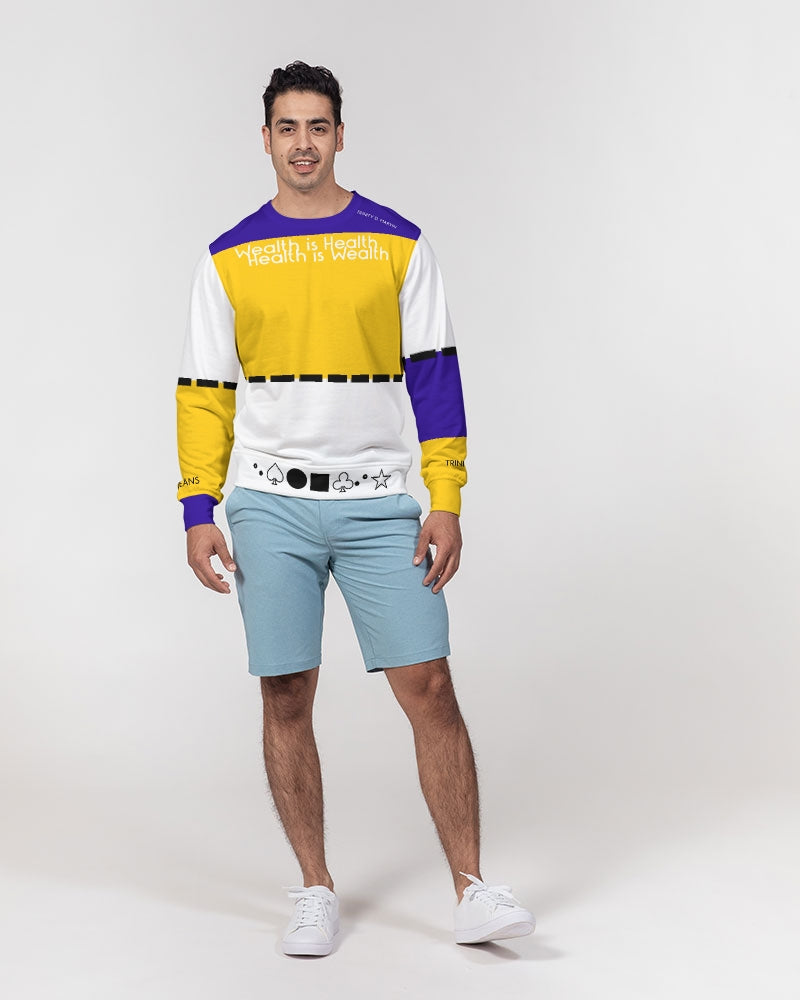 Health is wealth BY MARVIN JEANS Men's Classic French Terry Crewneck Pullover