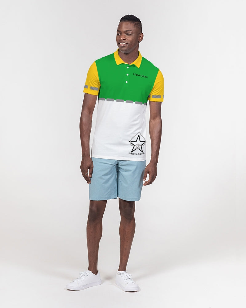 Lemon Lime Green Bay BY MARVIN JEANS Men's Slim Fit Short Sleeve Polo