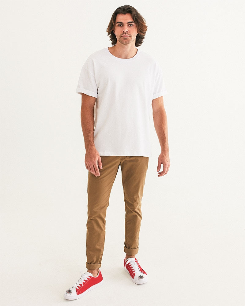 Red and white Men's Faux-Leather Sneaker