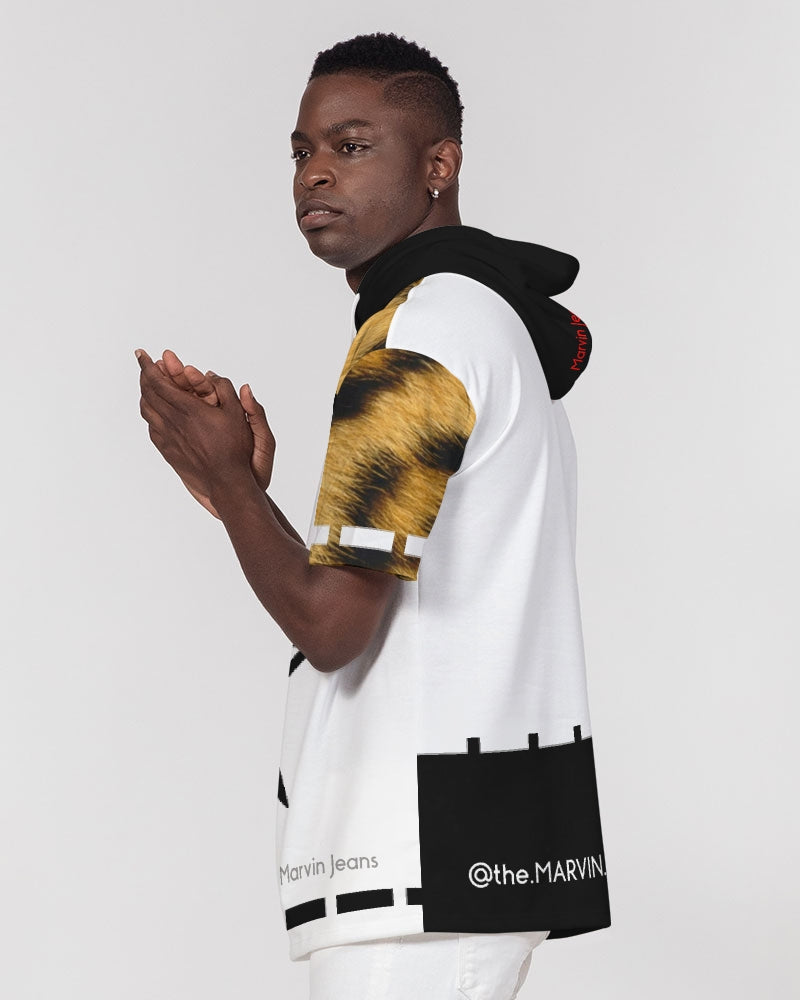 Leopard print Men's Premium Heavyweight Short Sleeve Hoodie