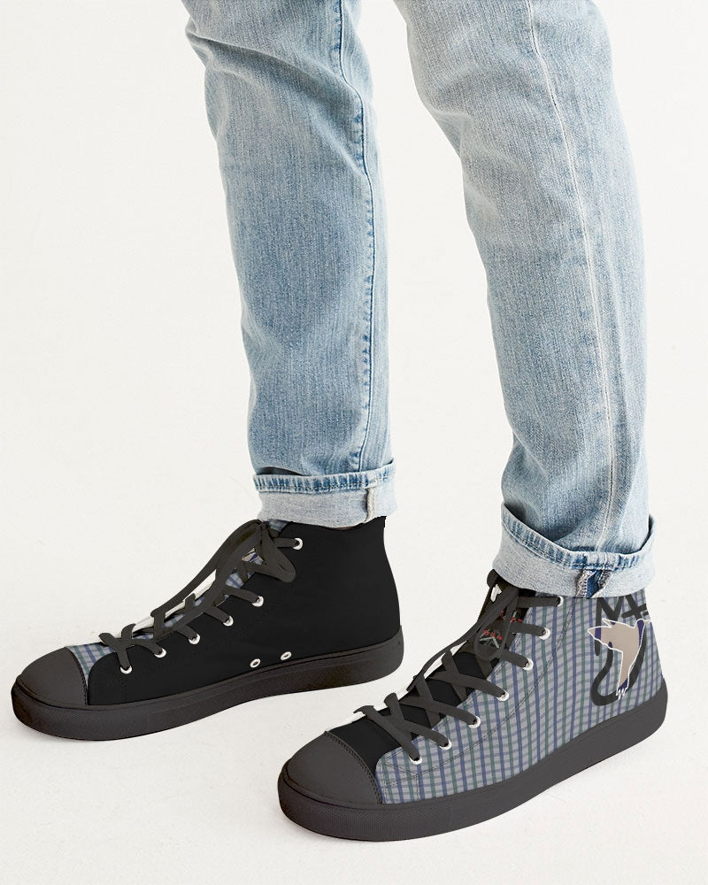 Grid mix black by Trinity D. Marvin and Marvin Jeans Men's Hightop Canvas Shoe - Black