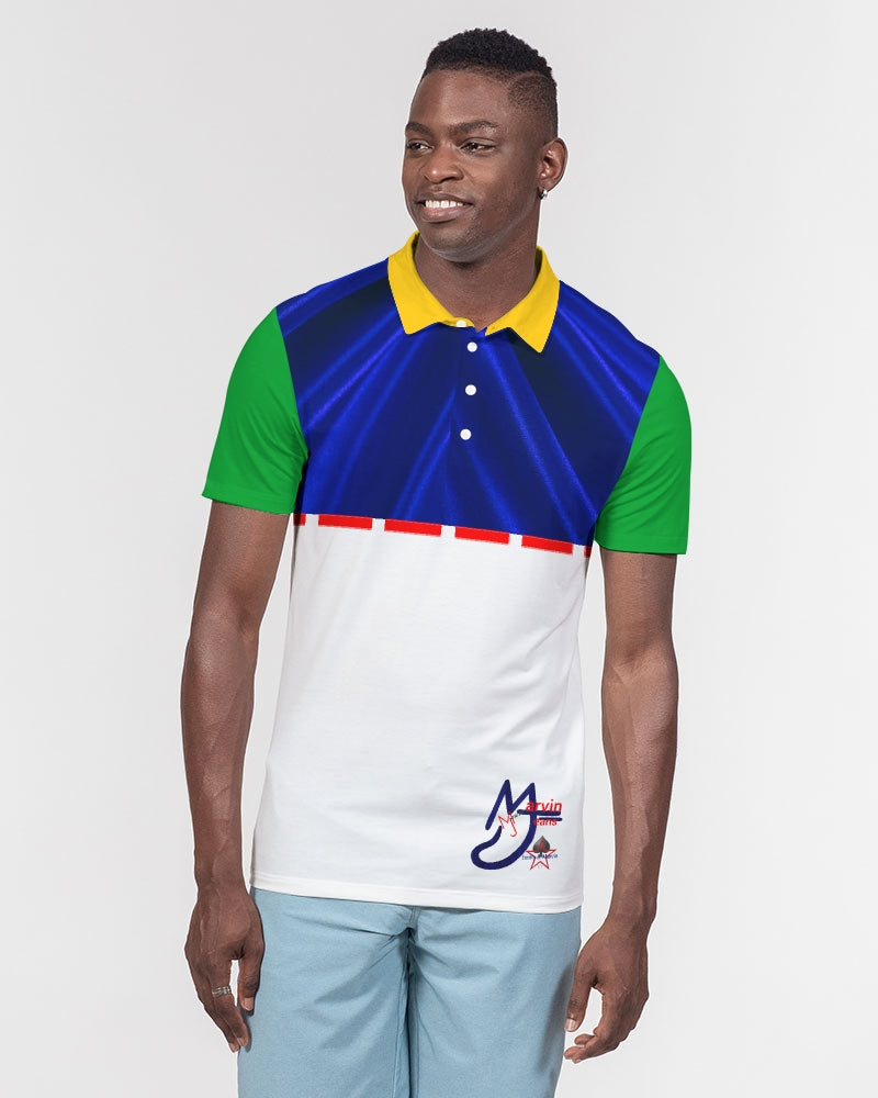 Greater red by Marvin Jeans and Trinity D Marvin Men's Slim Fit Short Sleeve Polo