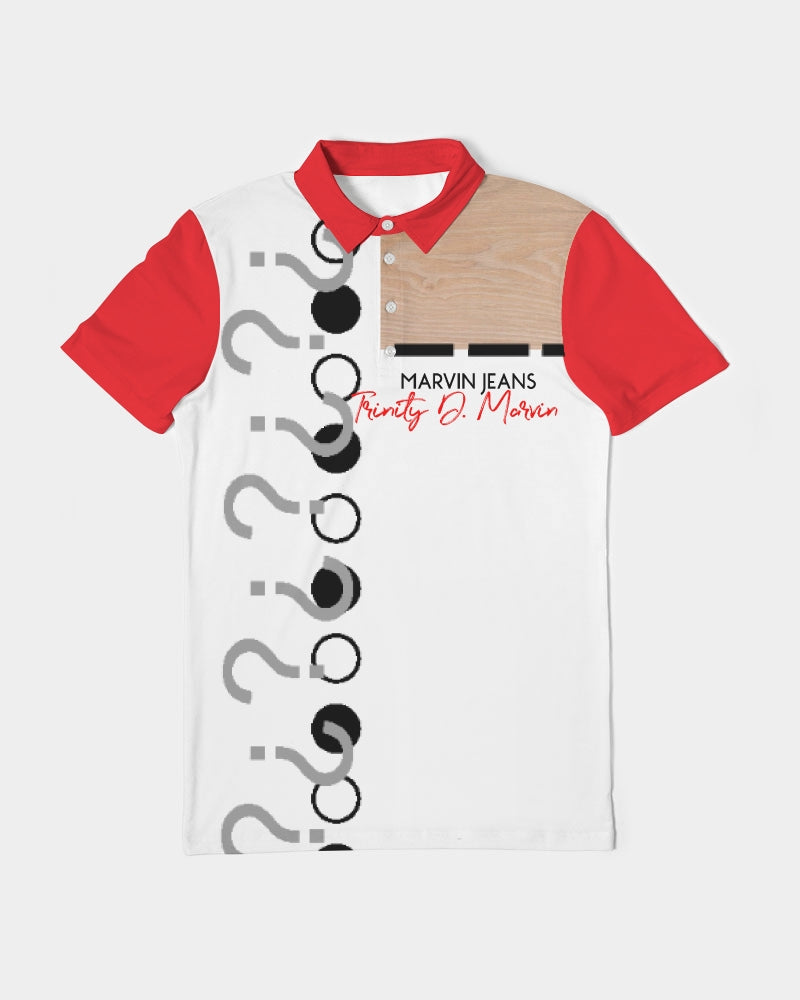 Woodgrain red BY MARVIN JEANS Men's Slim Fit Short Sleeve Polo